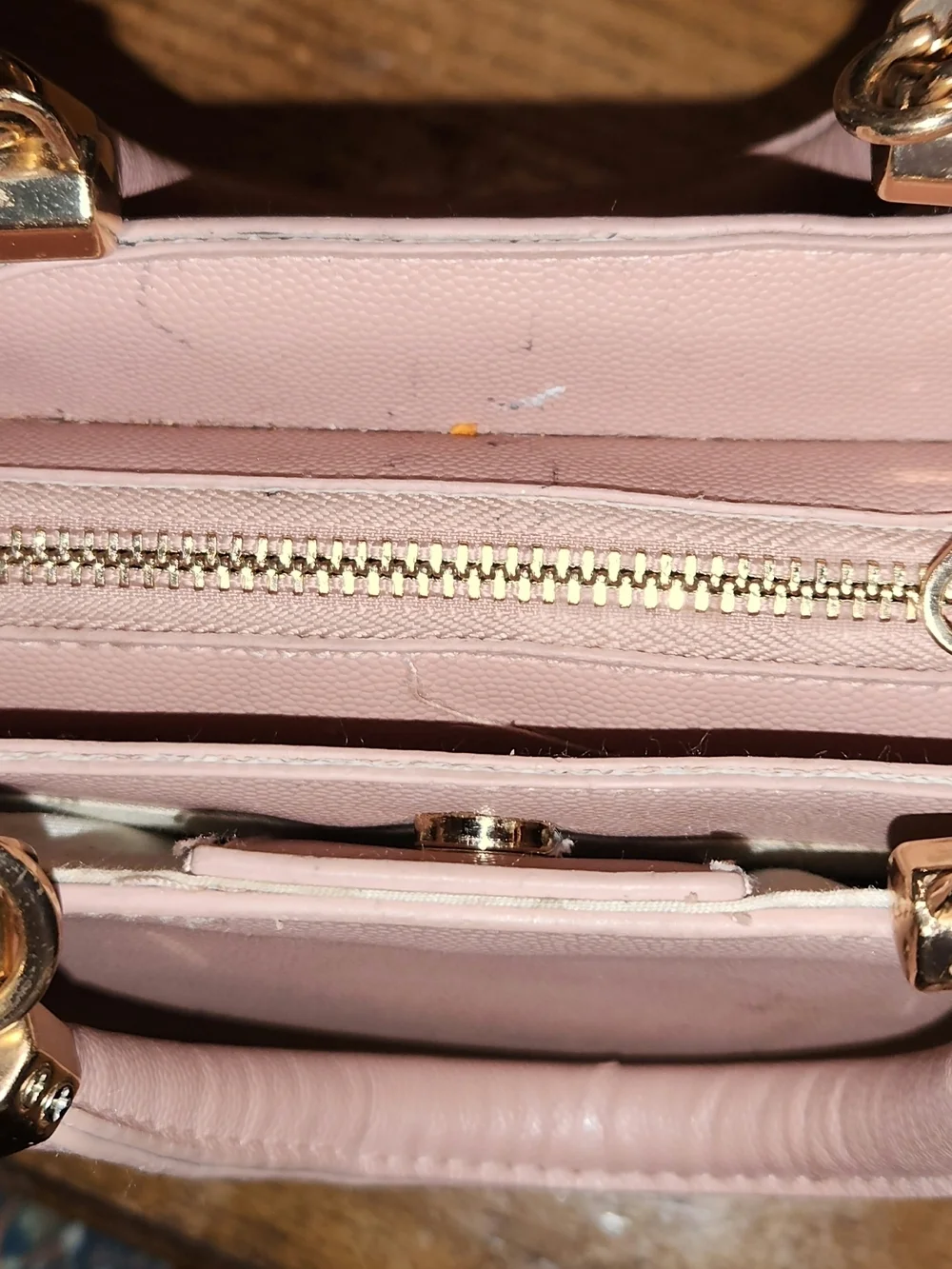 bebe Quilted Blush Pink Satchel with Gold Hardware